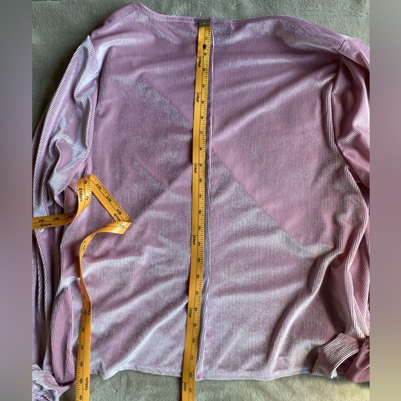 Lane Bryant Metallic Pink Velour Long Sleeved Wrap Front Top Size 18 20 - Picture 10 of 10
